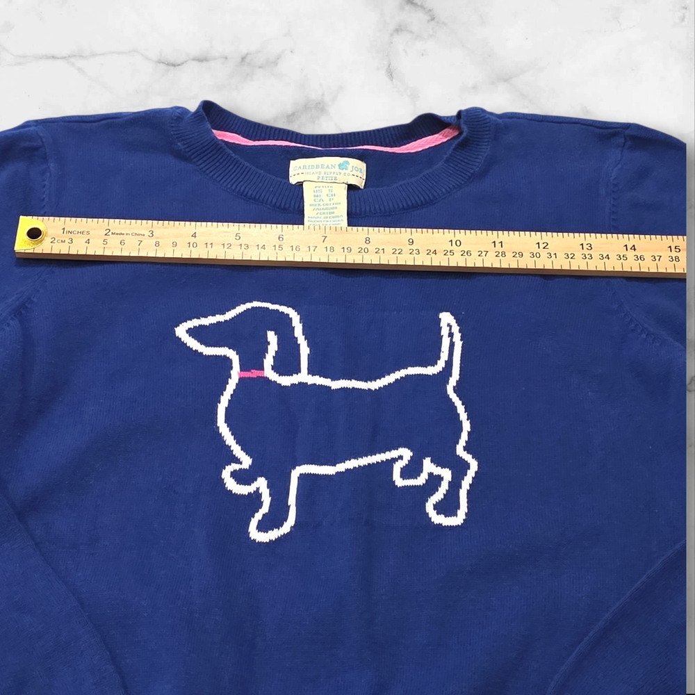 Caribbean Joe Royal Blue Sweater with Dog Design Size Small (S) B47 - Picture 7 of 8